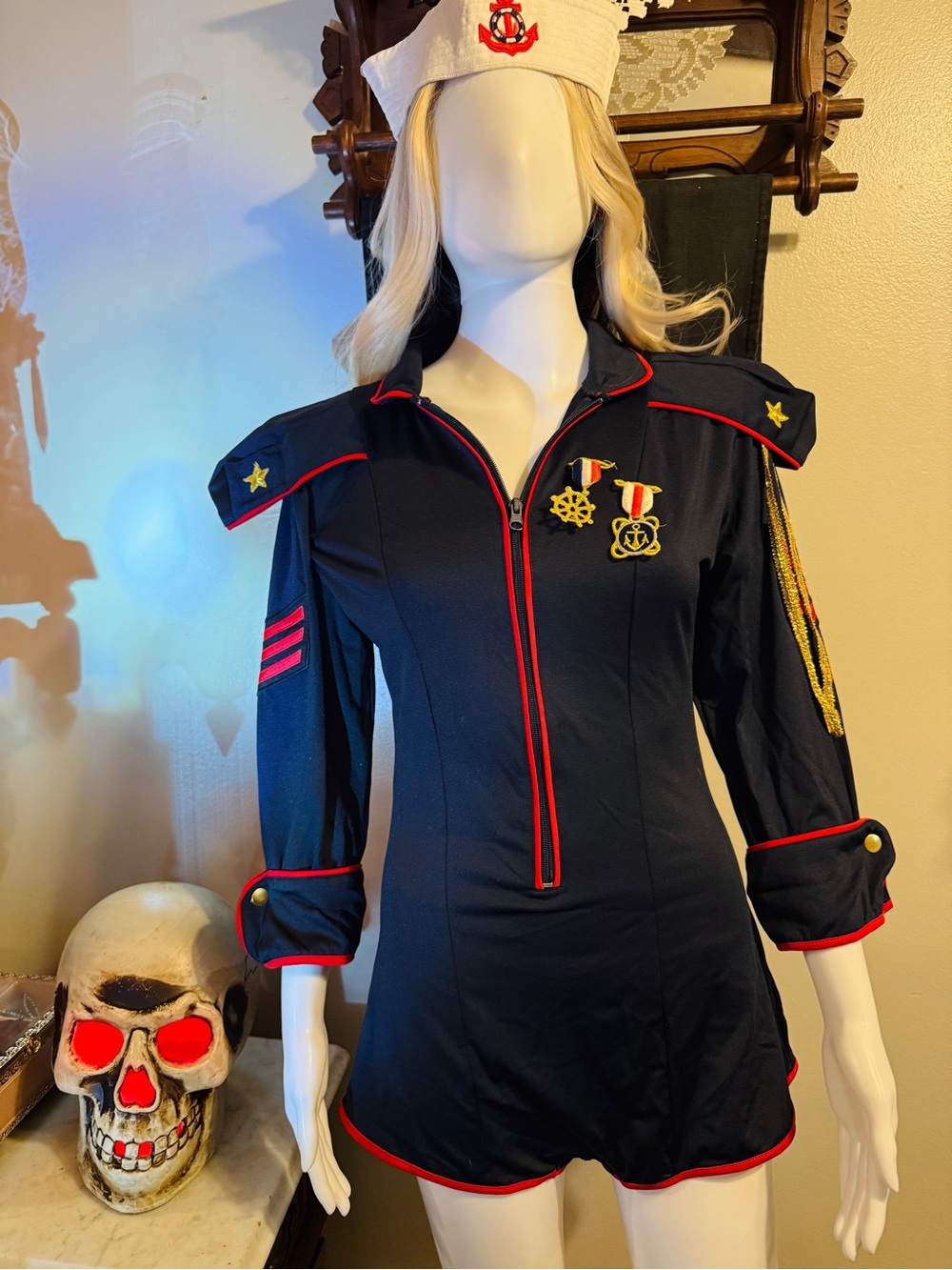 Vintage Forplay Vessel Vixen Adult Sailor Romper / Pin up Adult Medium-Large - Picture 5 of 13
